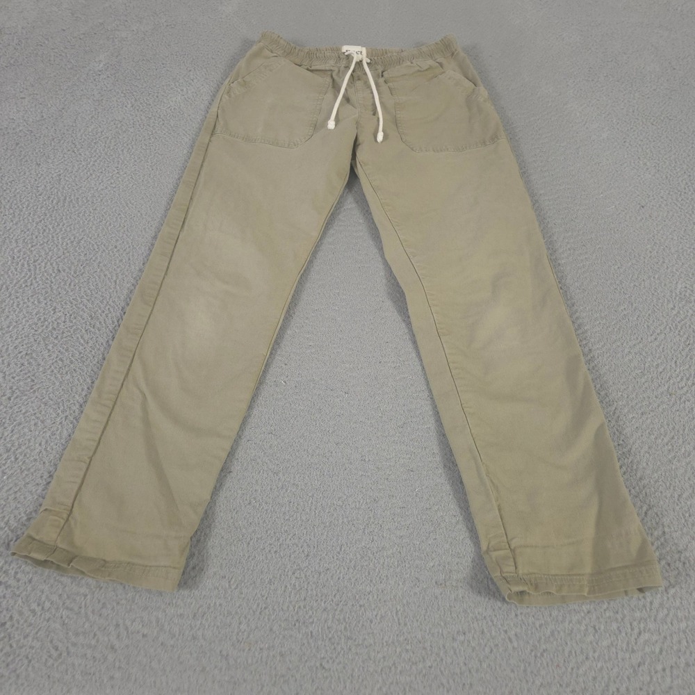 Pact Pants Womens M Olive Green Woven Twill Roll-Up Straight Leg Organic Cotton